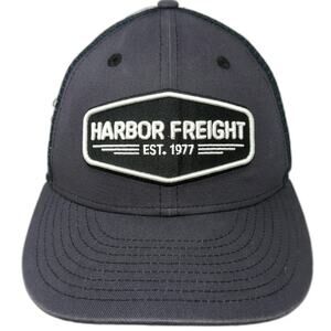 Harbor Freight Trucker Hat Gray One Size Snapback Mesh Patch HFT Logo Est 1977